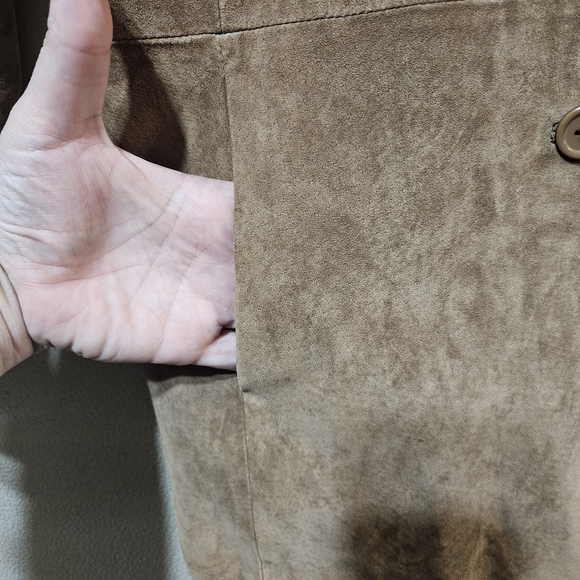Braemar 100% Genuine Suede Button Up Women's Tan Jacket  Size Lg - Picture 4 of 9